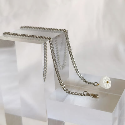 Men's 18K Gold-Plated Natural Stone Lapel Chain Suit Brooch with Hanging Chain