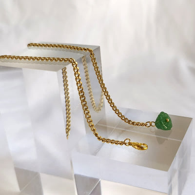 Men's 18K Gold-Plated Natural Stone Lapel Chain Suit Brooch with Hanging Chain