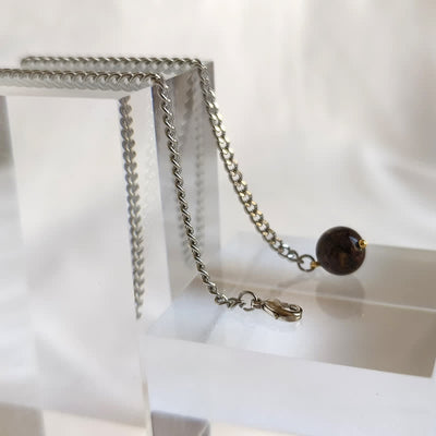Men's 18K Gold-Plated Natural Stone Lapel Chain Suit Brooch with Hanging Chain