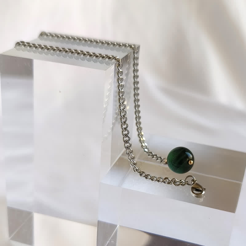 Men's 18K Gold-Plated Natural Stone Lapel Chain Suit Brooch with Hanging Chain
