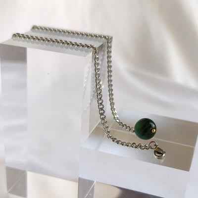 Men's 18K Gold-Plated Natural Stone Lapel Chain Suit Brooch with Hanging Chain