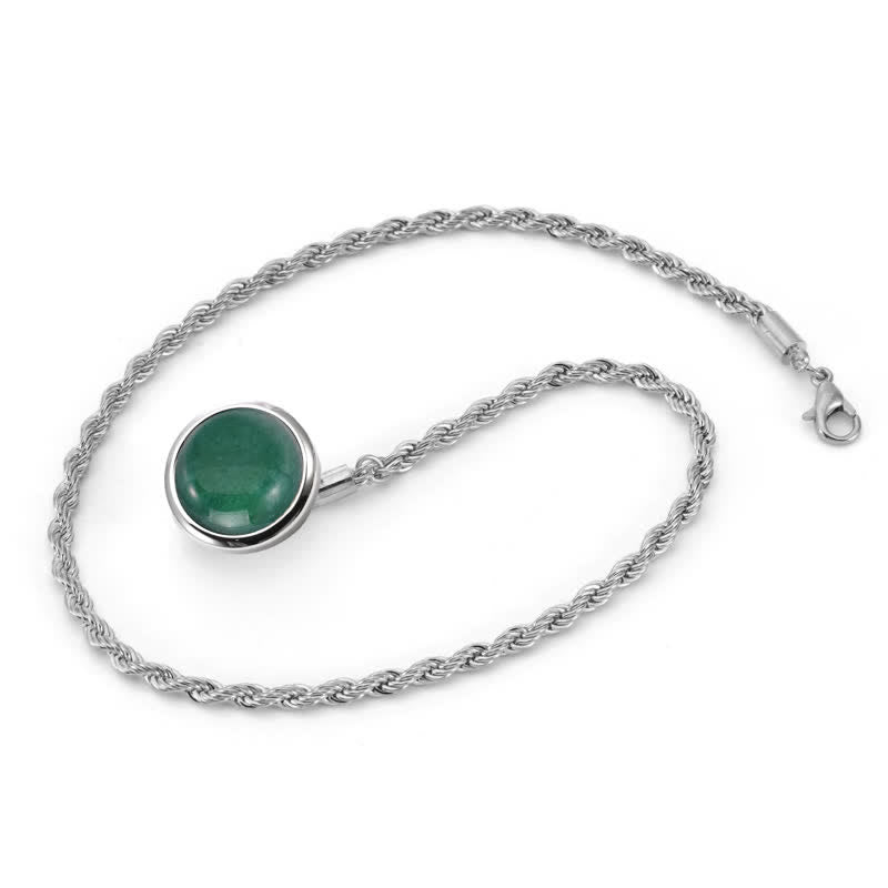 Men's Classic Natural Gemstone Lapel Chain Suit Brooch With Hanging Chain