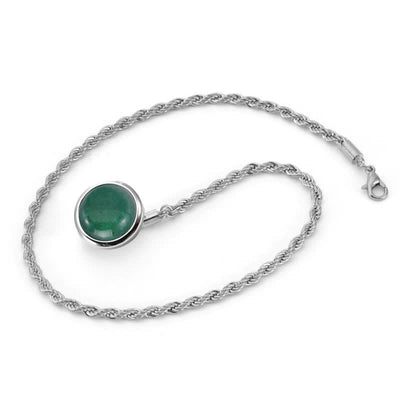 Men's Classic Natural Gemstone Lapel Chain Suit Brooch With Hanging Chain