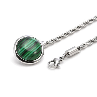 Men's Classic Natural Gemstone Lapel Chain Suit Brooch With Hanging Chain