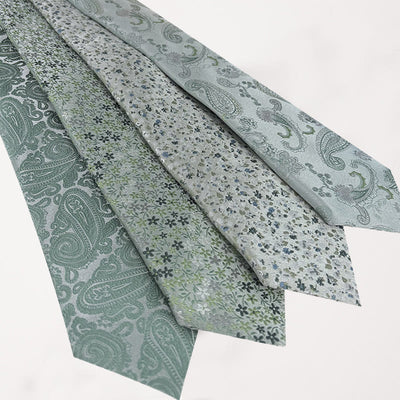Men's Green Floral Jacquard Polyester Necktie