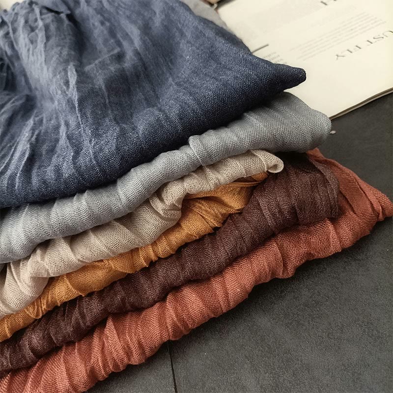 Women's Retro Solid Color Lightweight Cotton Linen Thin Scarf