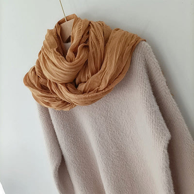 Women's Retro Solid Color Lightweight Cotton Linen Thin Scarf