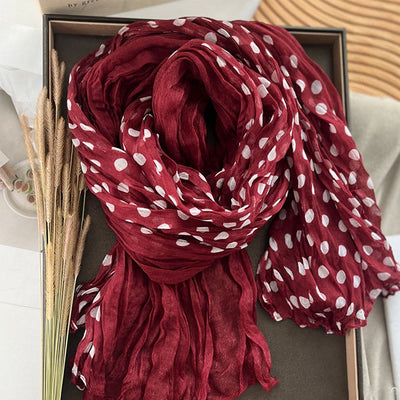 Women's Retro Polka Dot Crinkle Thin Scarf