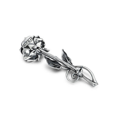 Men's Romantic Gentleman 3D Silver Rose Brooch