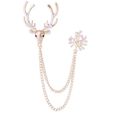 Men's Reindeer Double Chain Formal Suit Brooch