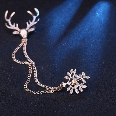 Men's Reindeer Double Chain Formal Suit Brooch