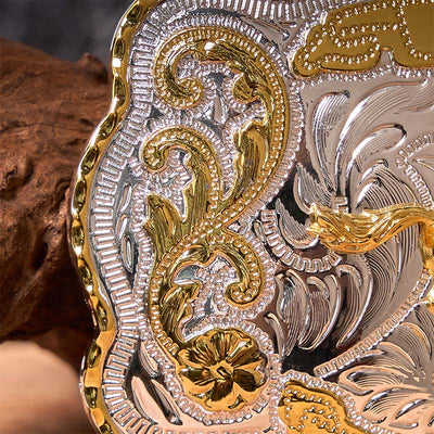 Gold Running Horse DIY Western Cowboy Buckle Leather Belt