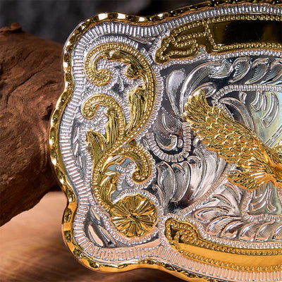 Gold Flying Eagle DIY Western Cowboy Buckle Leather Belt