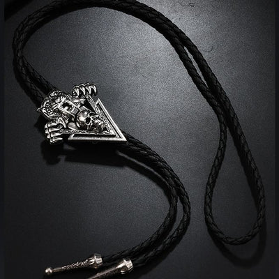 Western Vintage Tiger Skull With Sharp Teeth Bolo Tie