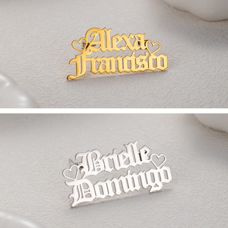Custom Two Names Brooch Stainless Steel Suit Accessories