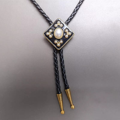 Western Cowboy Pearl Cross Bolo Tie Wedding Gift