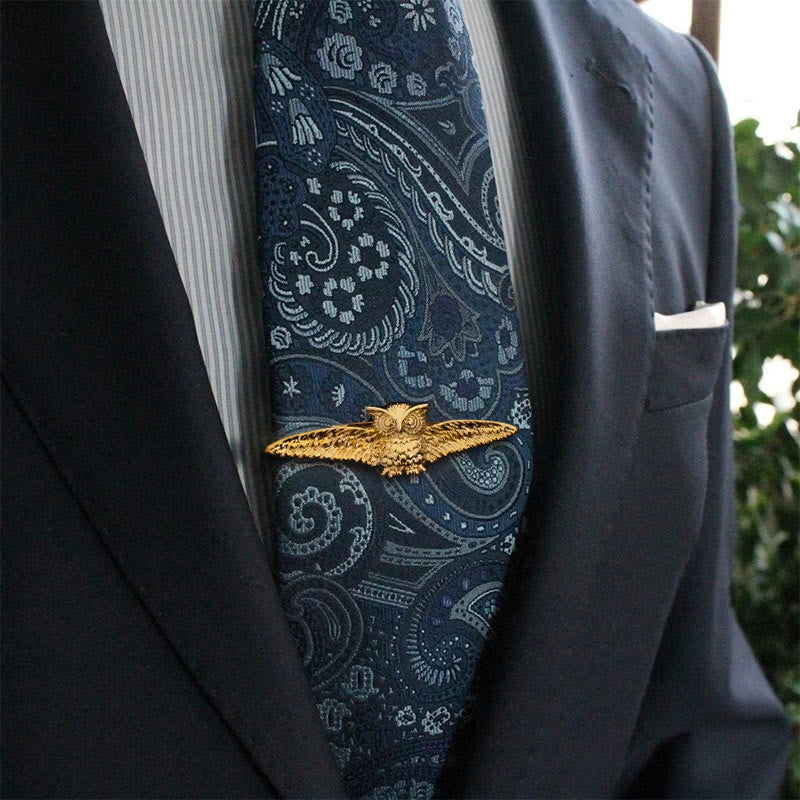 Gold Flying Owl Tie Bar For Men's Wear