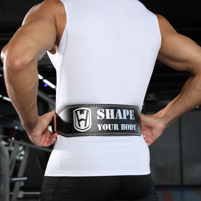 Weight Lifting Padded Lumbar Back Support Tapered Leather Belt