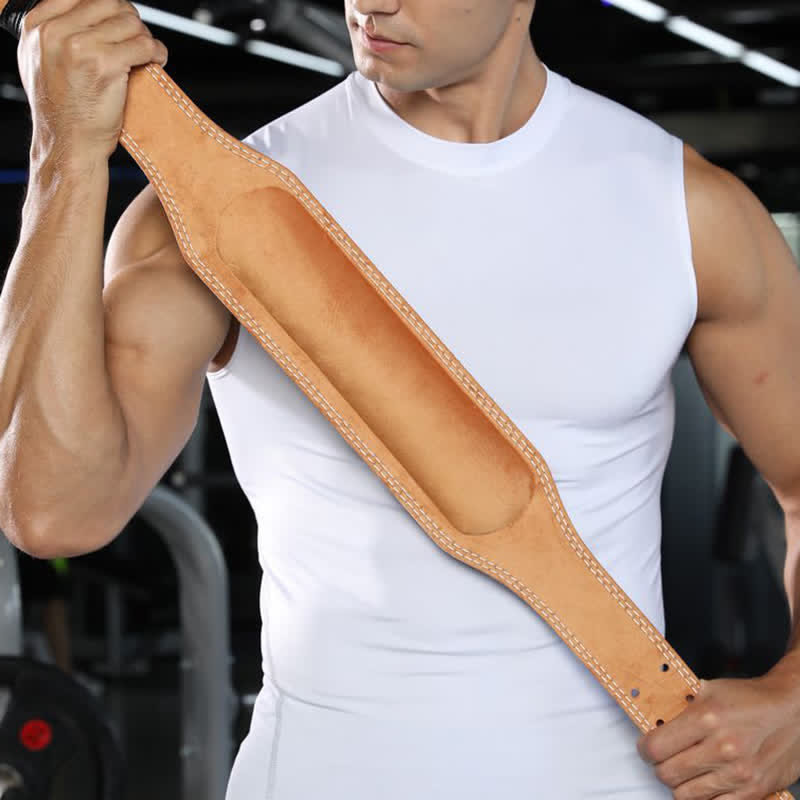 Weight Lifting Padded Lumbar Back Support Tapered Leather Belt