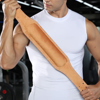 Weight Lifting Padded Lumbar Back Support Tapered Leather Belt