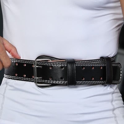 Weight Lifting Padded Lumbar Back Support Tapered Leather Belt