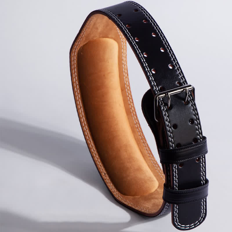 Weight Lifting Padded Lumbar Back Support Tapered Leather Belt