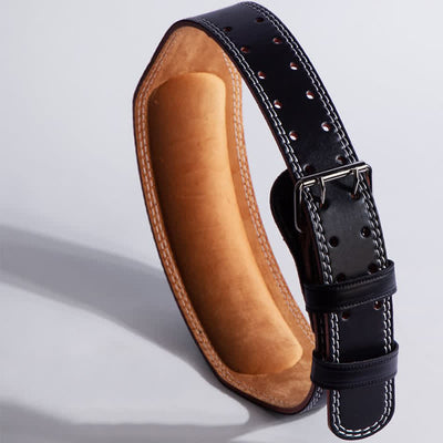 Weight Lifting Padded Lumbar Back Support Tapered Leather Belt