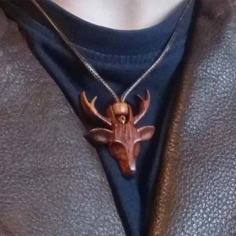 Handmade Wooden Deer Pendant Necklace