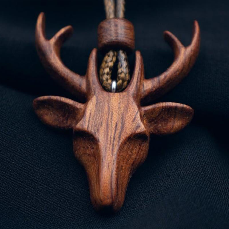 Handmade Wooden Deer Pendant Necklace
