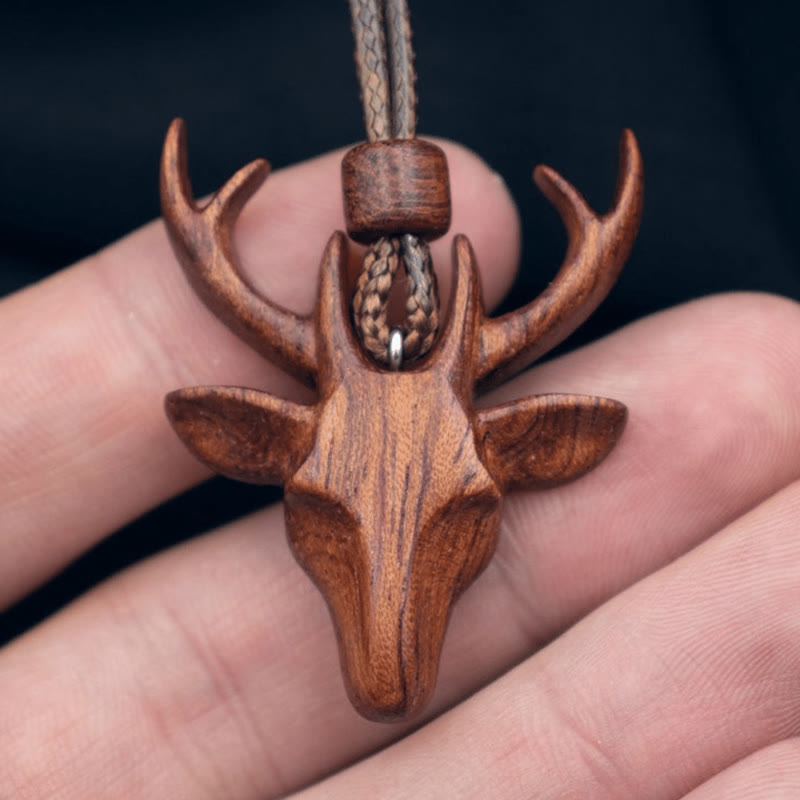 Handmade Wooden Deer Pendant Necklace