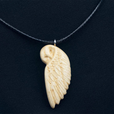 Handmade Wooden Couple Owl Pendant Necklace