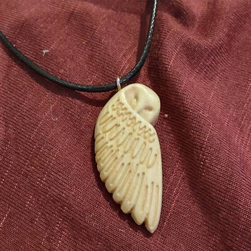 Handmade Wooden Couple Owl Pendant Necklace