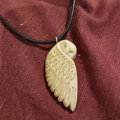 Handmade Wooden Couple Owl Pendant Necklace