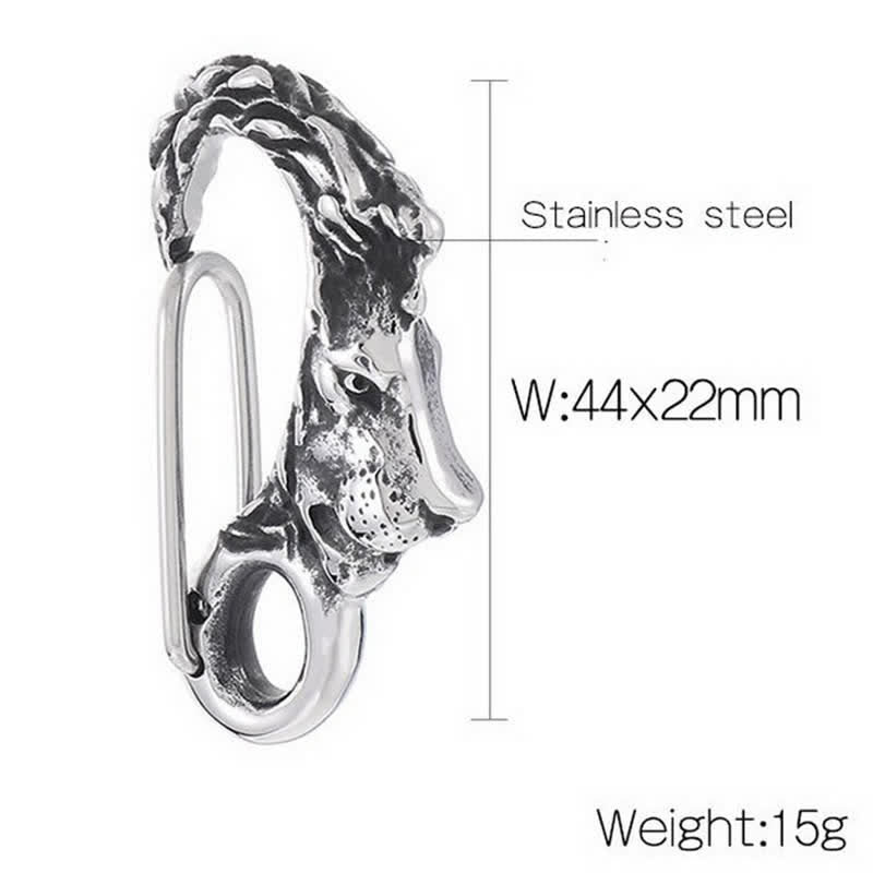 Lion Head Spring Snap Clip Hook Metal Keychain