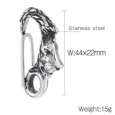 Lion Head Spring Snap Clip Hook Metal Keychain