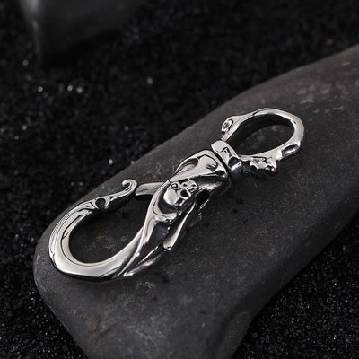 Punk Skull Spring Snap Clip Hook Metal Keychain