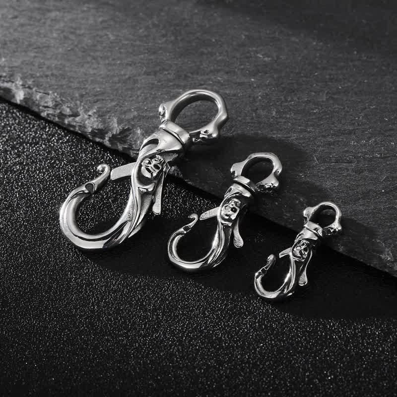 Punk Skull Spring Snap Clip Hook Metal Keychain