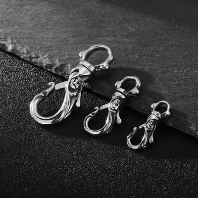 Punk Skull Spring Snap Clip Hook Metal Keychain