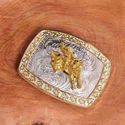 Gold & Silver Horseback Riding DIY Large Buckle Leather Belt