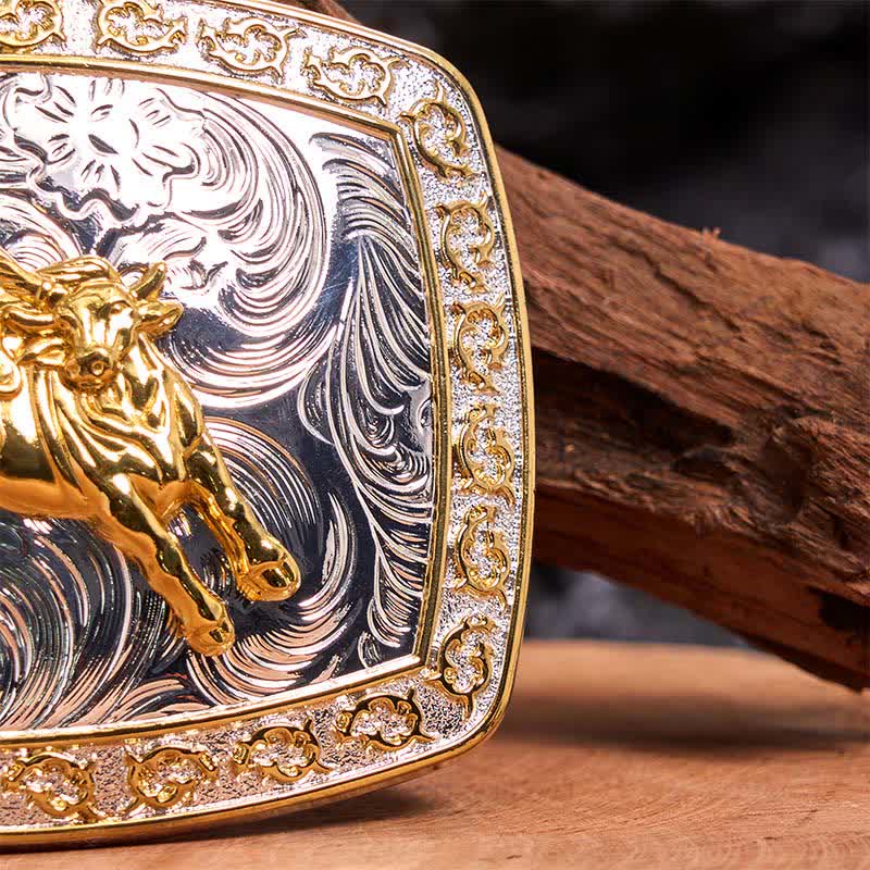 Gold & Silver Horseback Riding DIY Large Buckle Leather Belt