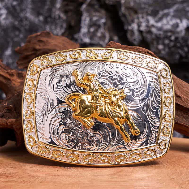 Gold & Silver Horseback Riding DIY Large Buckle Leather Belt