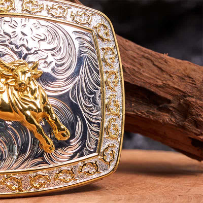 Gold & Silver Horseback Riding DIY Large Buckle Leather Belt