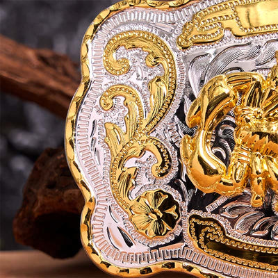 Gold Silver Floral Scorpion DIY Buckle Leather Belt