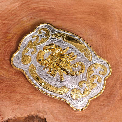 Gold Silver Floral Scorpion DIY Buckle Leather Belt