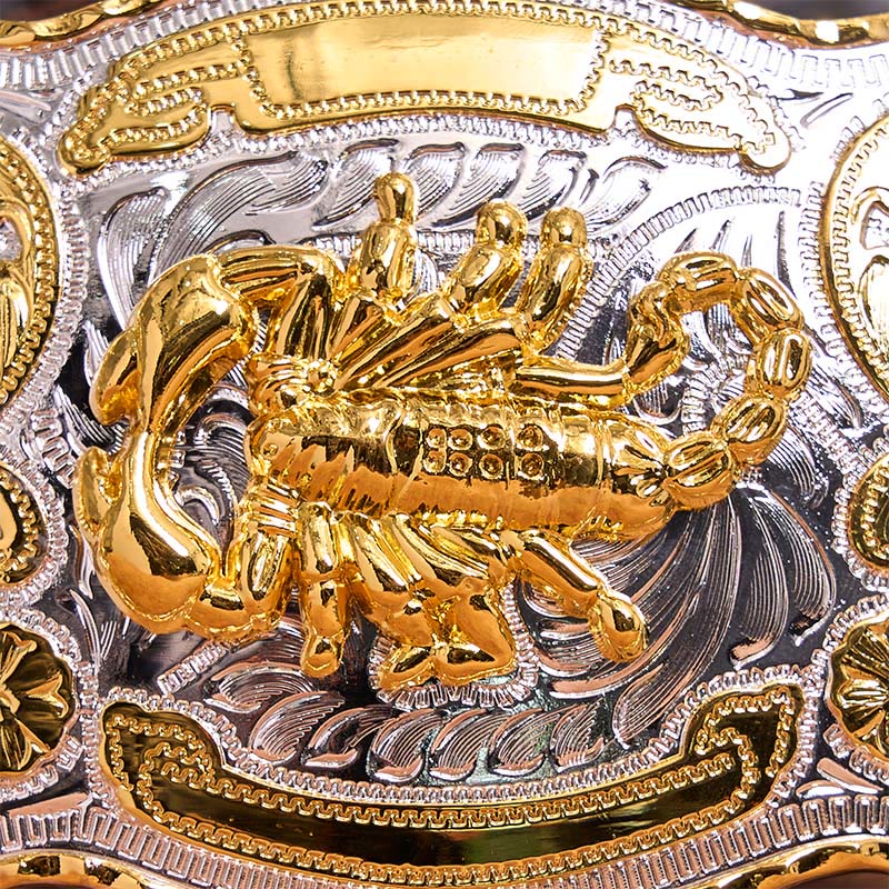 Gold Silver Floral Scorpion DIY Buckle Leather Belt