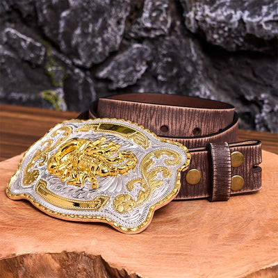 Gold Silver Floral Scorpion DIY Buckle Leather Belt