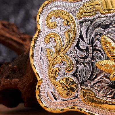 Gold Silver Floral Maple DIY Buckle Leather Belt