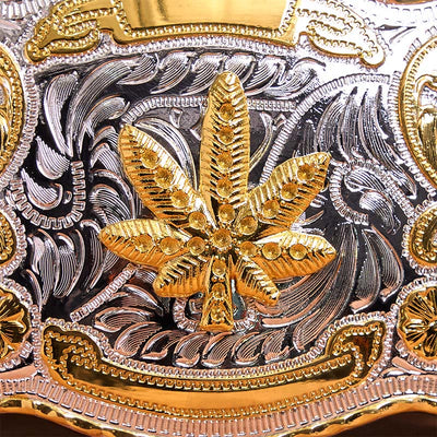 Gold Silver Floral Maple DIY Buckle Leather Belt