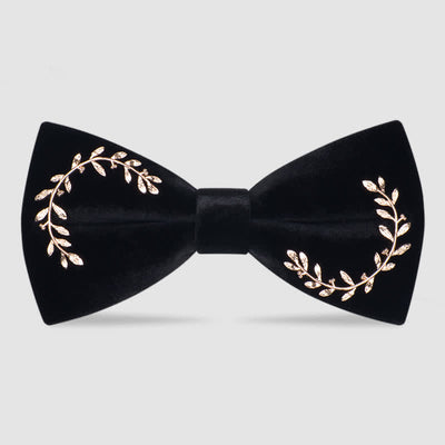Men's Vine Leaves Velvet Bow Tie - Black - image 0