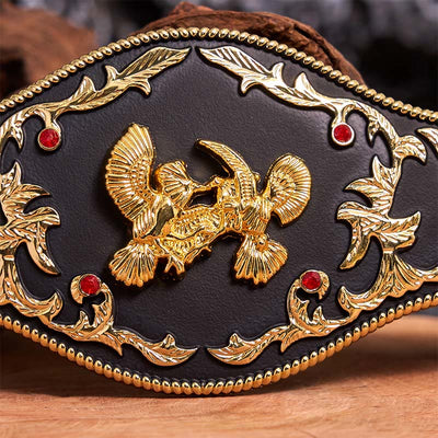 Black And Gold Eagles DIY Buckle Leather Belt